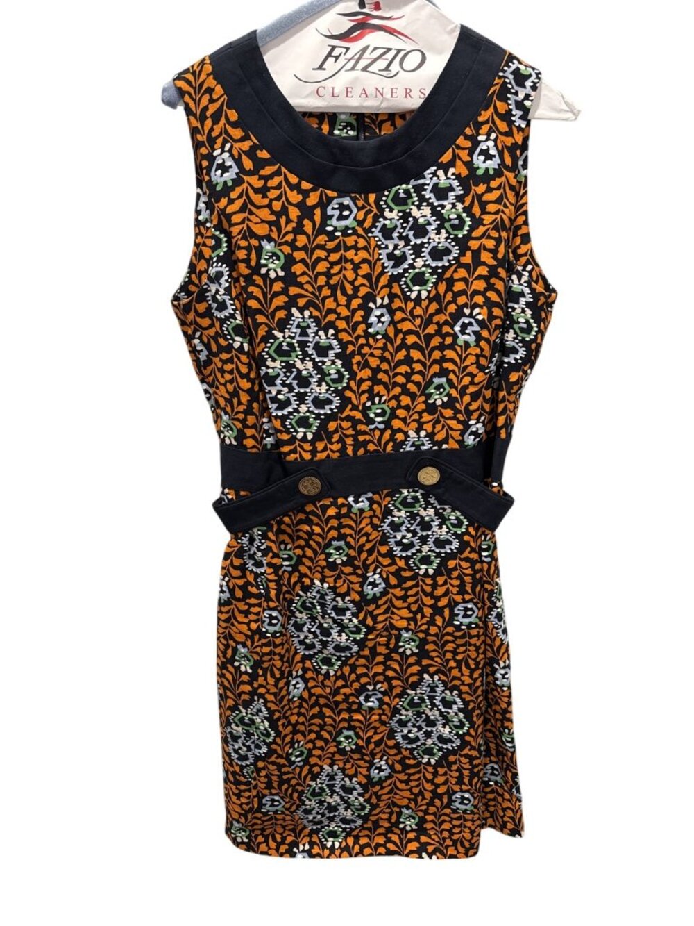Tory Burch Size 10 Floral Orange Multicolor Sleeveless Sheath Dress